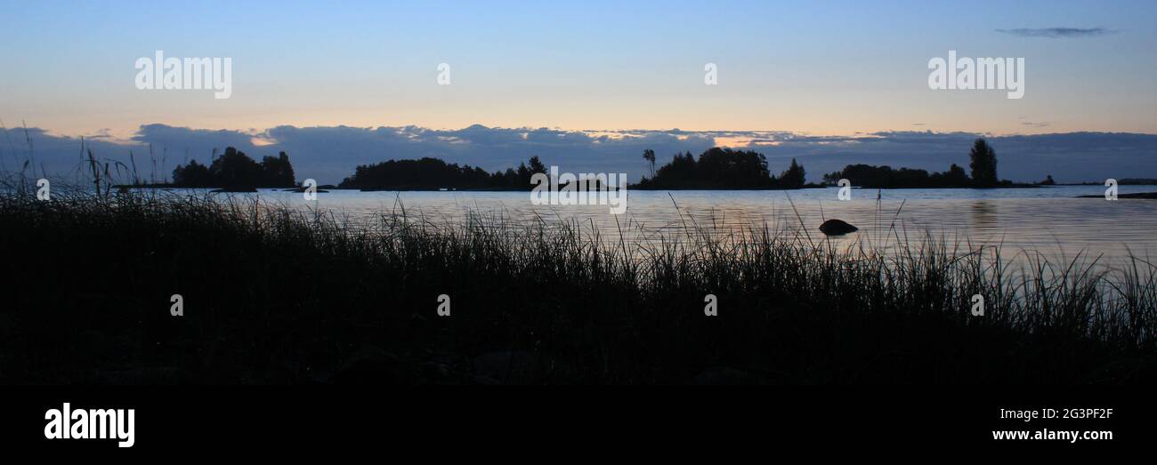 Early morning at the shore of Lake Vanern. Stock Photo