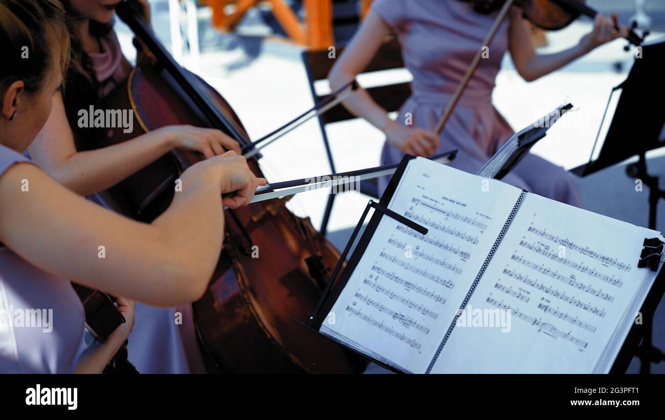 Classical Music Wemen Violin Quartet Stock Photo