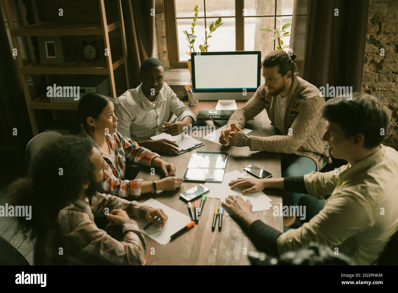 Brainstorming of Multi-Ethnic Freelancers Group Stock Photo