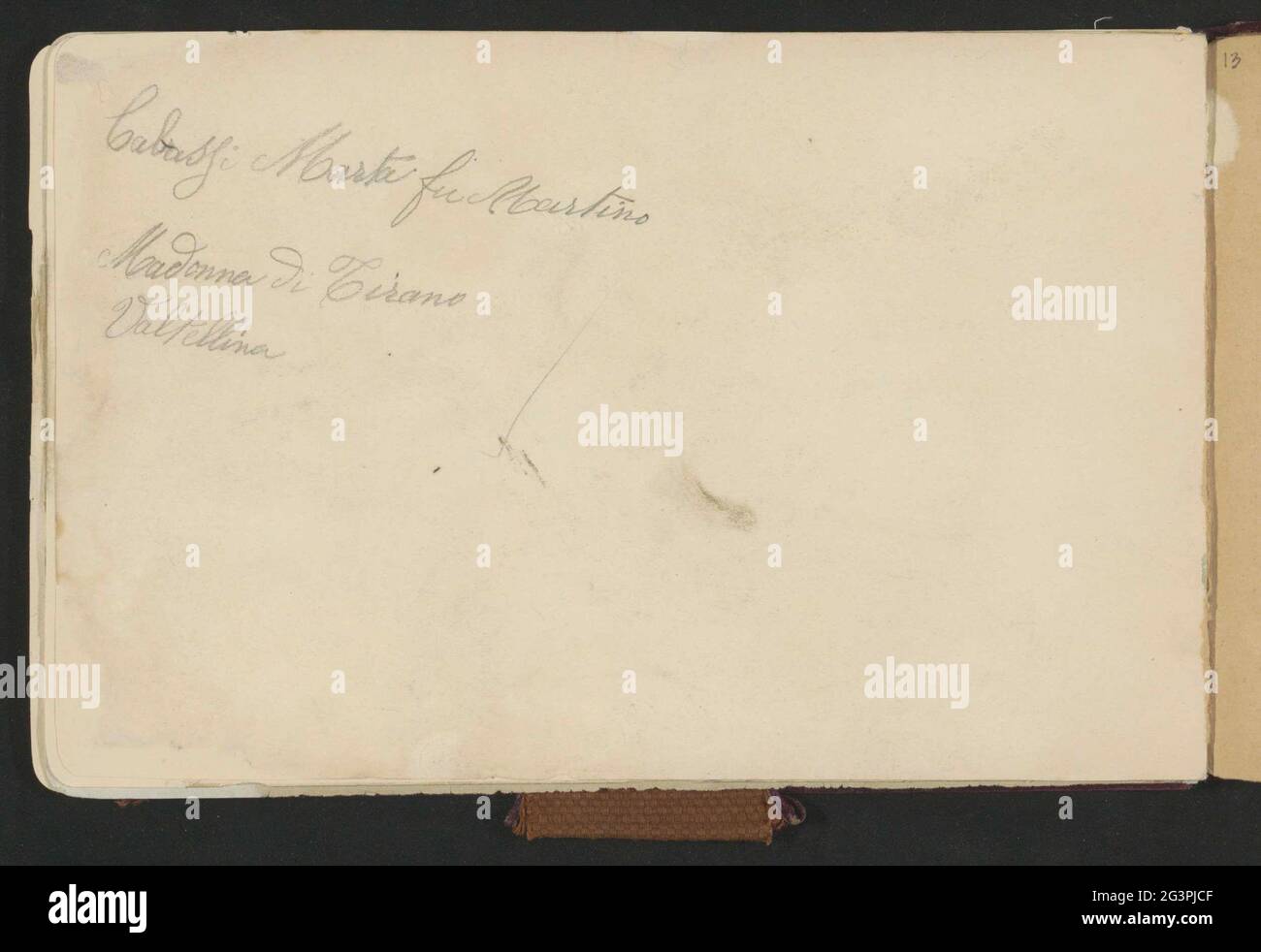 Note. Leaf 12 Verso from a sketchbook with 26 sheets. Stock Photo