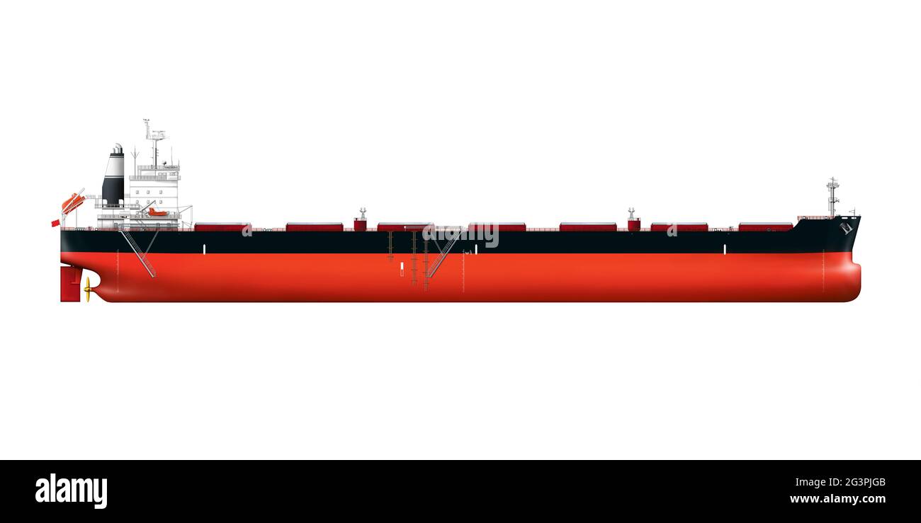 Bulk carrier cargo ship 3D side view Panamax 80+k DWT Stock Photo