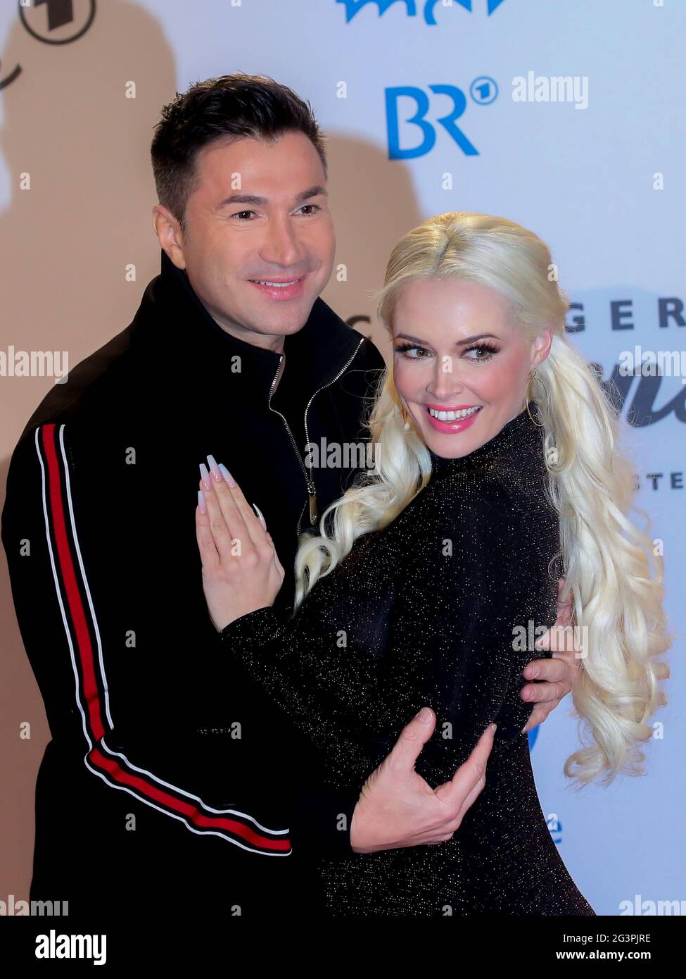 Singer Lucas Cordalis with German model and singer wife Daniela Katzenberger Schlagerchampions 2020 Stock Photo