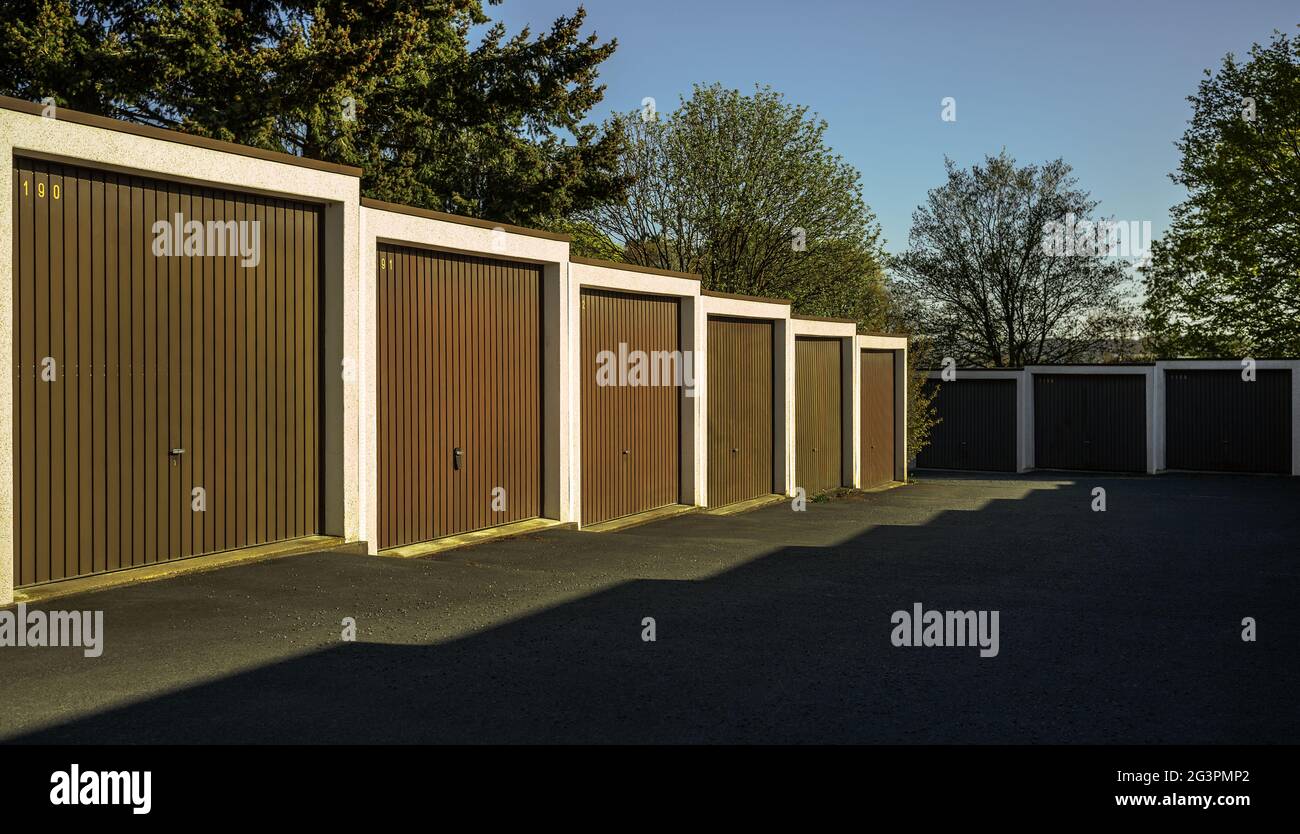 Garages light and shade Stock Photo Alamy