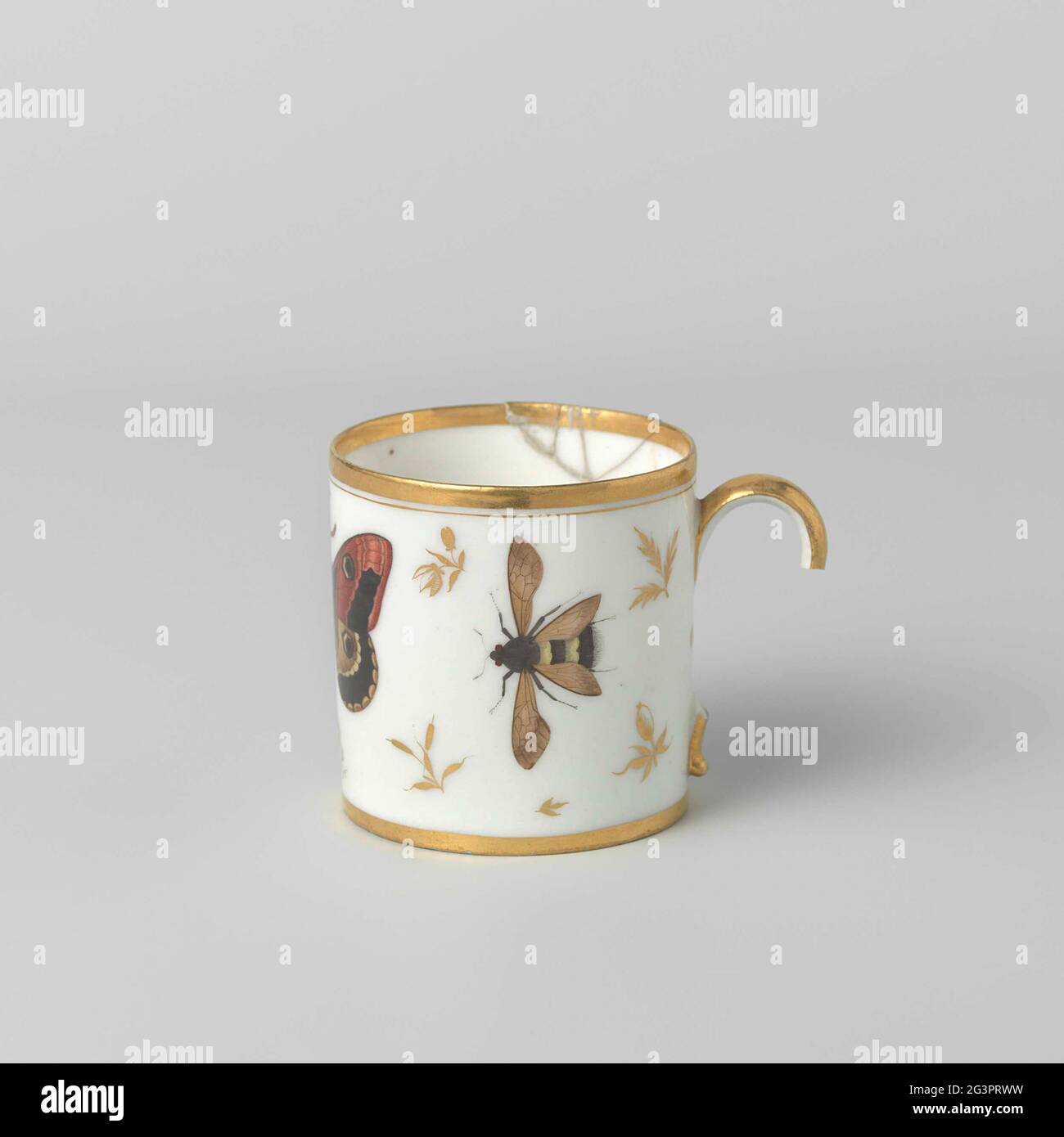 Cup, decorated with insects. Cup of porcelain, part of a tea set ...