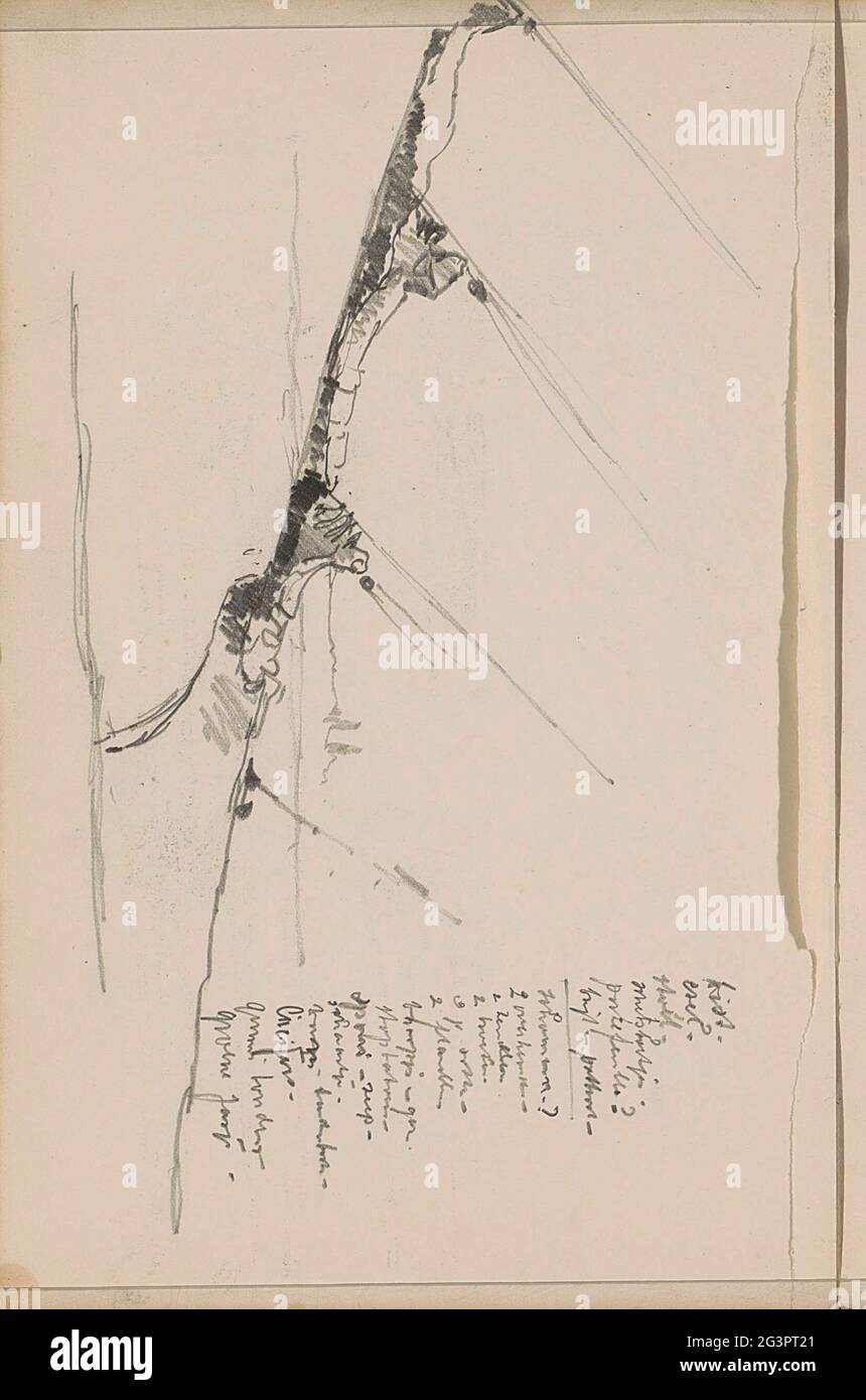 Study, possibly a quay. Leaf 44 Verso from a sketchbook with 47 sheets. Stock Photo