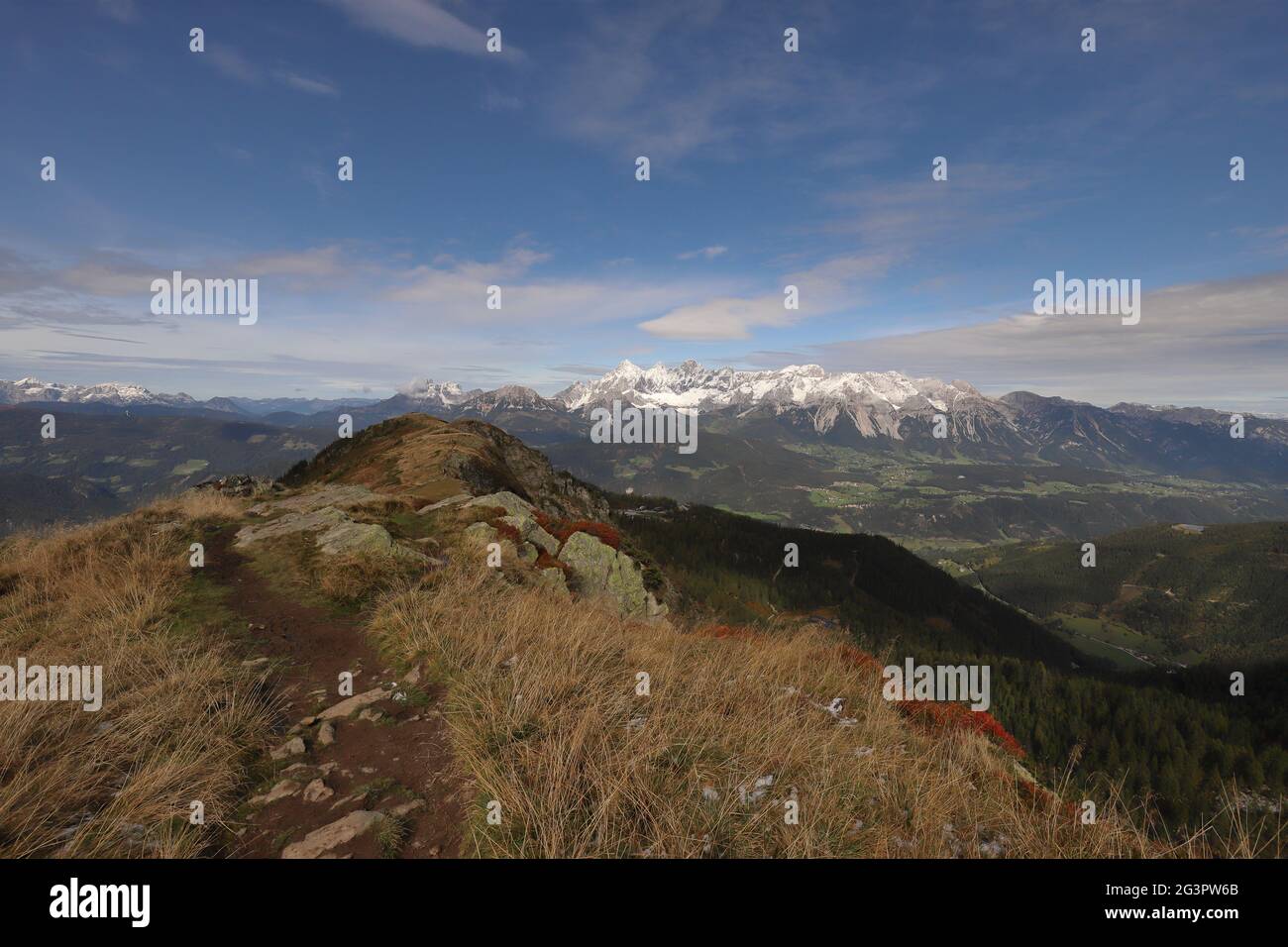 Panorama with Dachstein massif in the austrian mountains Stock Photo