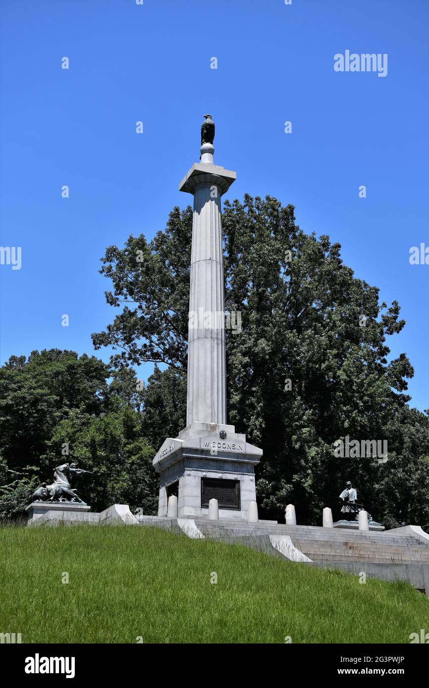 The Wisconsin Monument in the Vicksburg National Military Park Stock