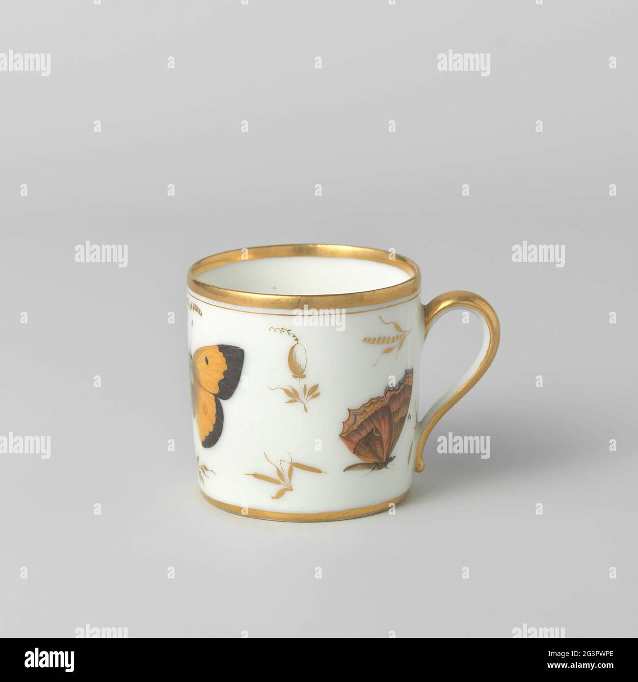 Cup, decorated with insects. Cup of porcelain, part of a tea set ...
