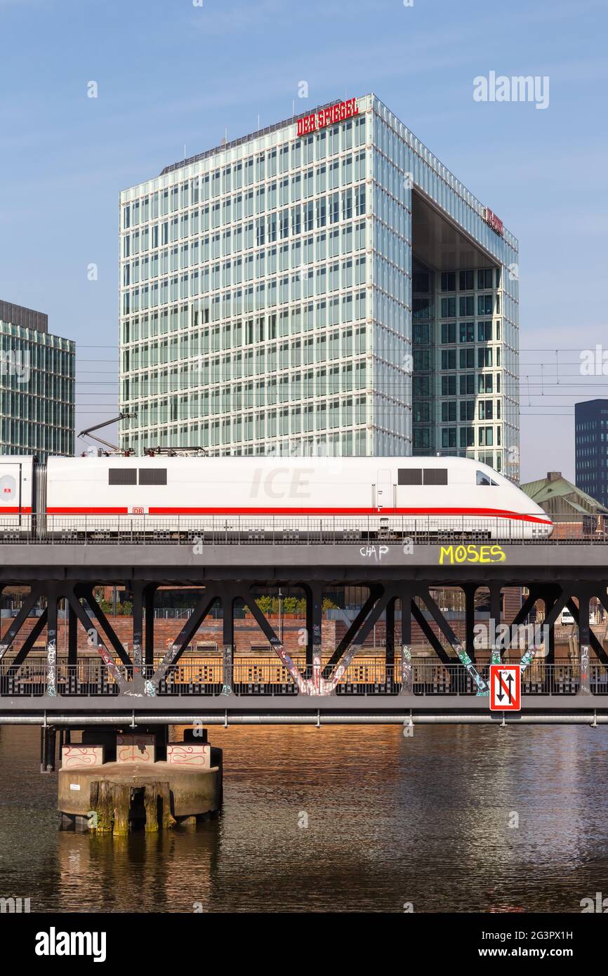 Hamburg, Germany - April 21, 2021: ICE 1 high-speed train of Deutsche ...