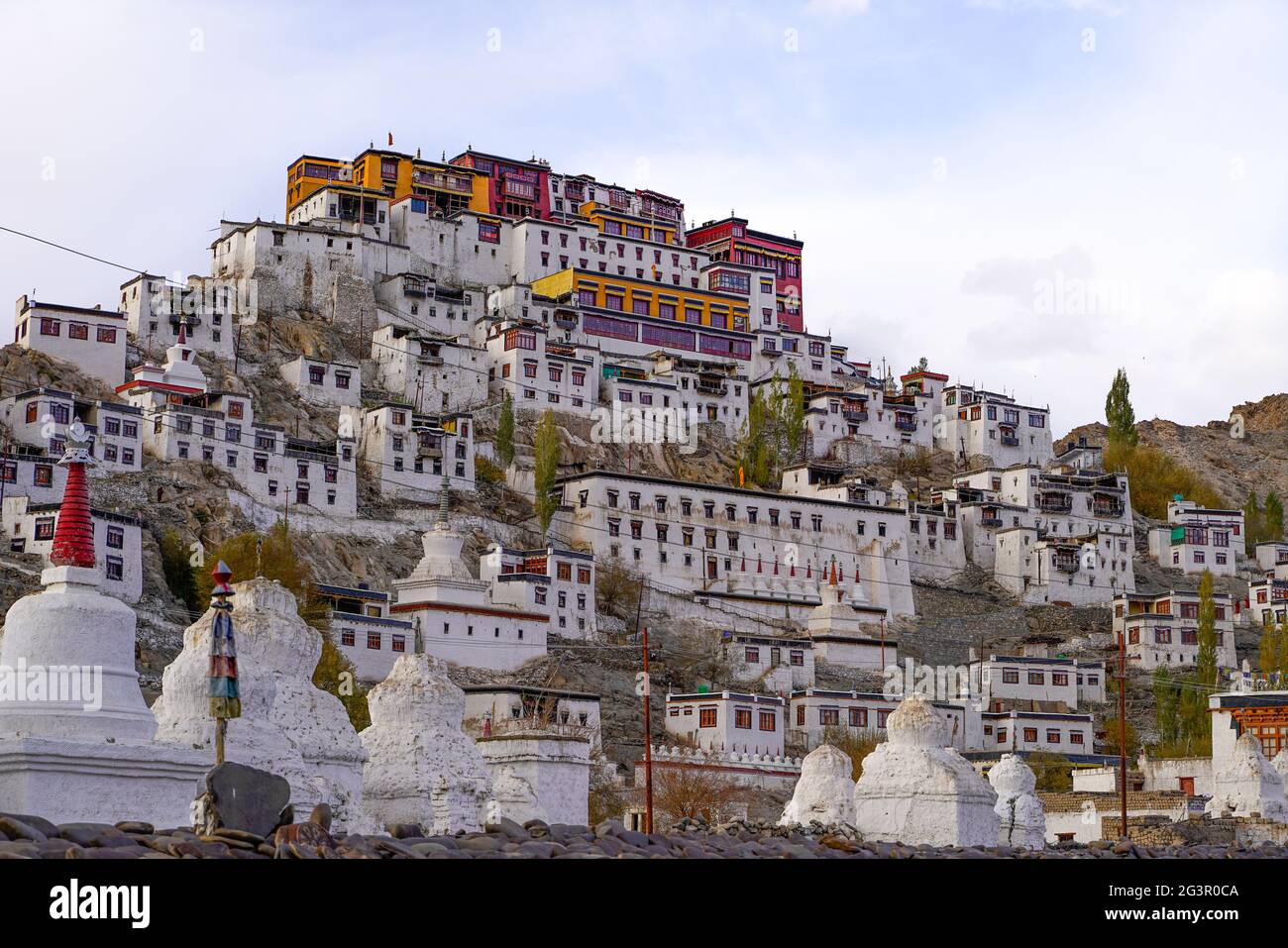 The old Thiksay monastery in Theksey small village Stock Photo