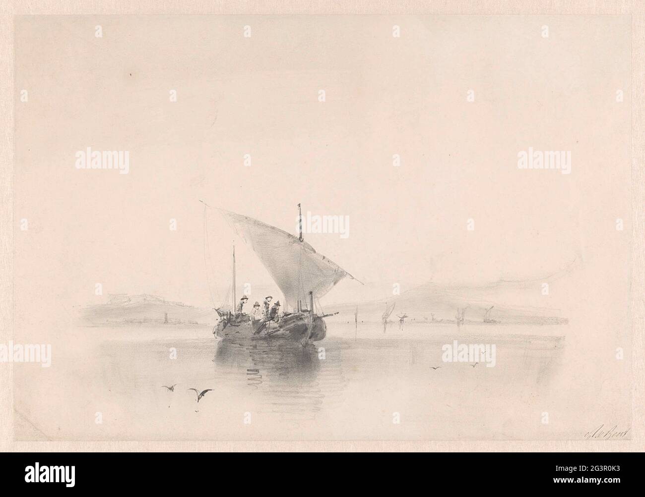 Fishing boat off the coast on calm sea Stock Photo - Alamy