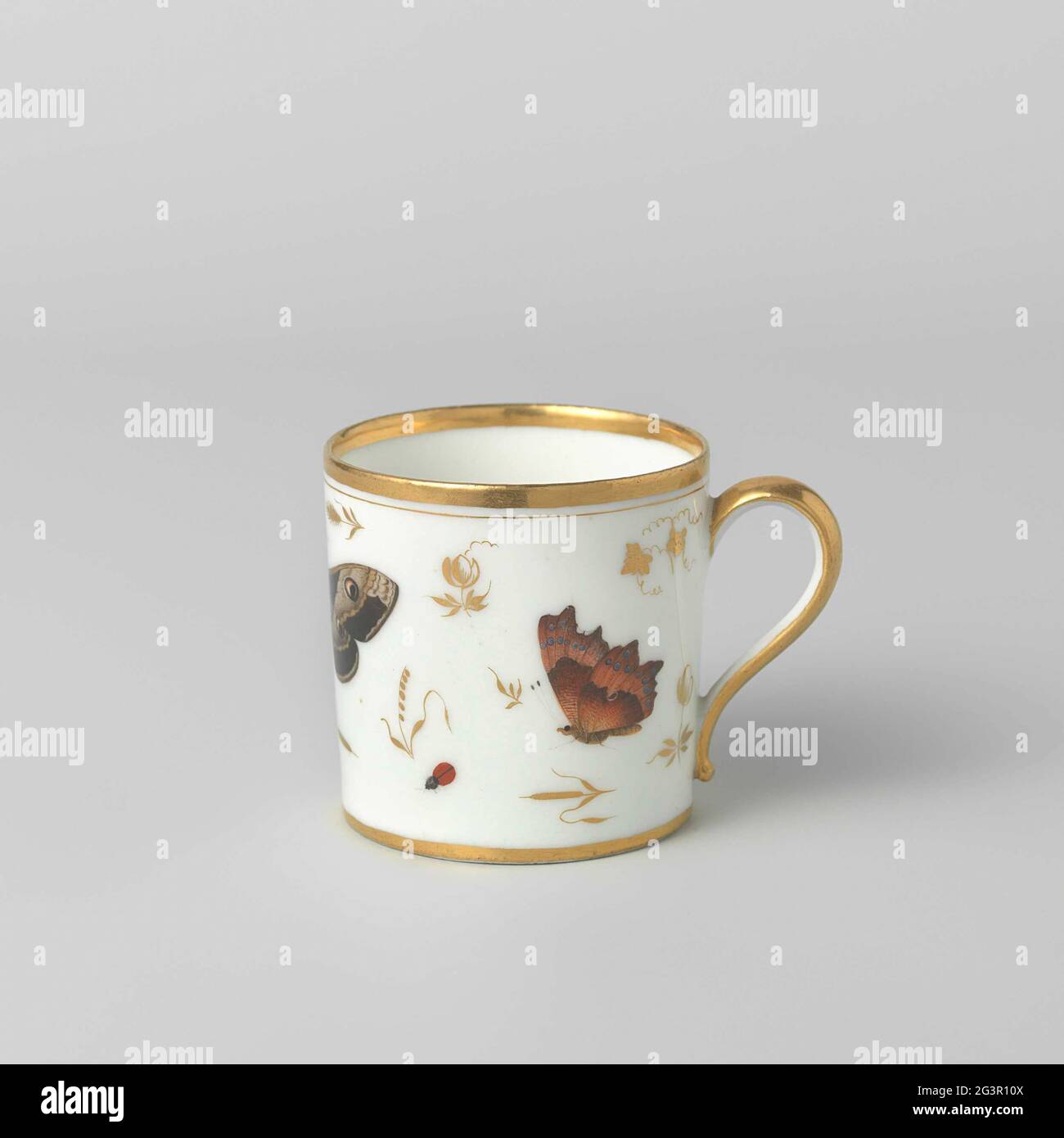 Cup, decorated with insects. Cup of porcelain, part of a tea set ...