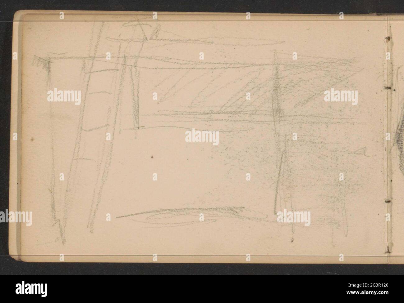 Study, possibly architecture. Leaf 6 Verso from a sketchbook with 29 sheets. Stock Photo