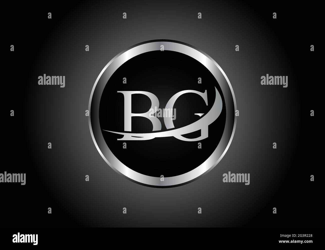silver letter BG metal combination alphabet logo icon design with grey ...