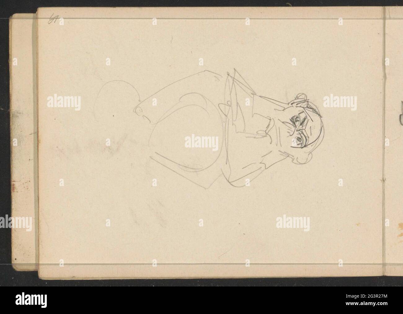 Study, possibly from a monkey. Leaf 10 Verso from sketchbook LVIII with 14 sheets. Stock Photo