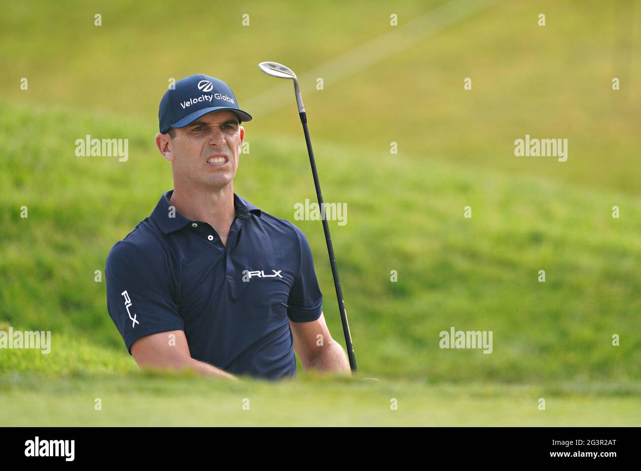 San Diego, United States. 17th June, 2021. Billy Horschel of the USA, reacts after just missing a bunker shot on the tenth hole during the first day of competition at the 121st US Open Championship at Torrey Pines Golf Course in San Diego, California on Thursday, June 17, 2021. Photo by Richard Ellis/UPI Credit: UPI/Alamy Live News Stock Photo