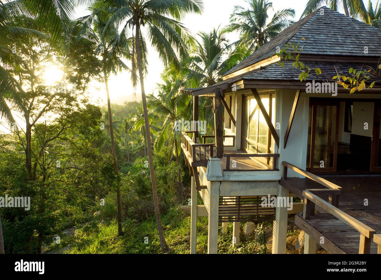 Samui/Thailand-17.02.2017:Abondoned hotel. camping inside the resort Stock Photo