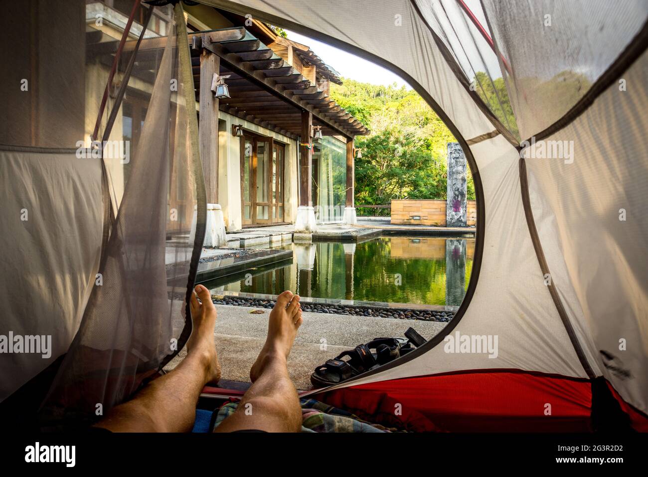 Samui/Thailand-17.02.2017:Abondoned hotel. camping inside the resort Stock Photo