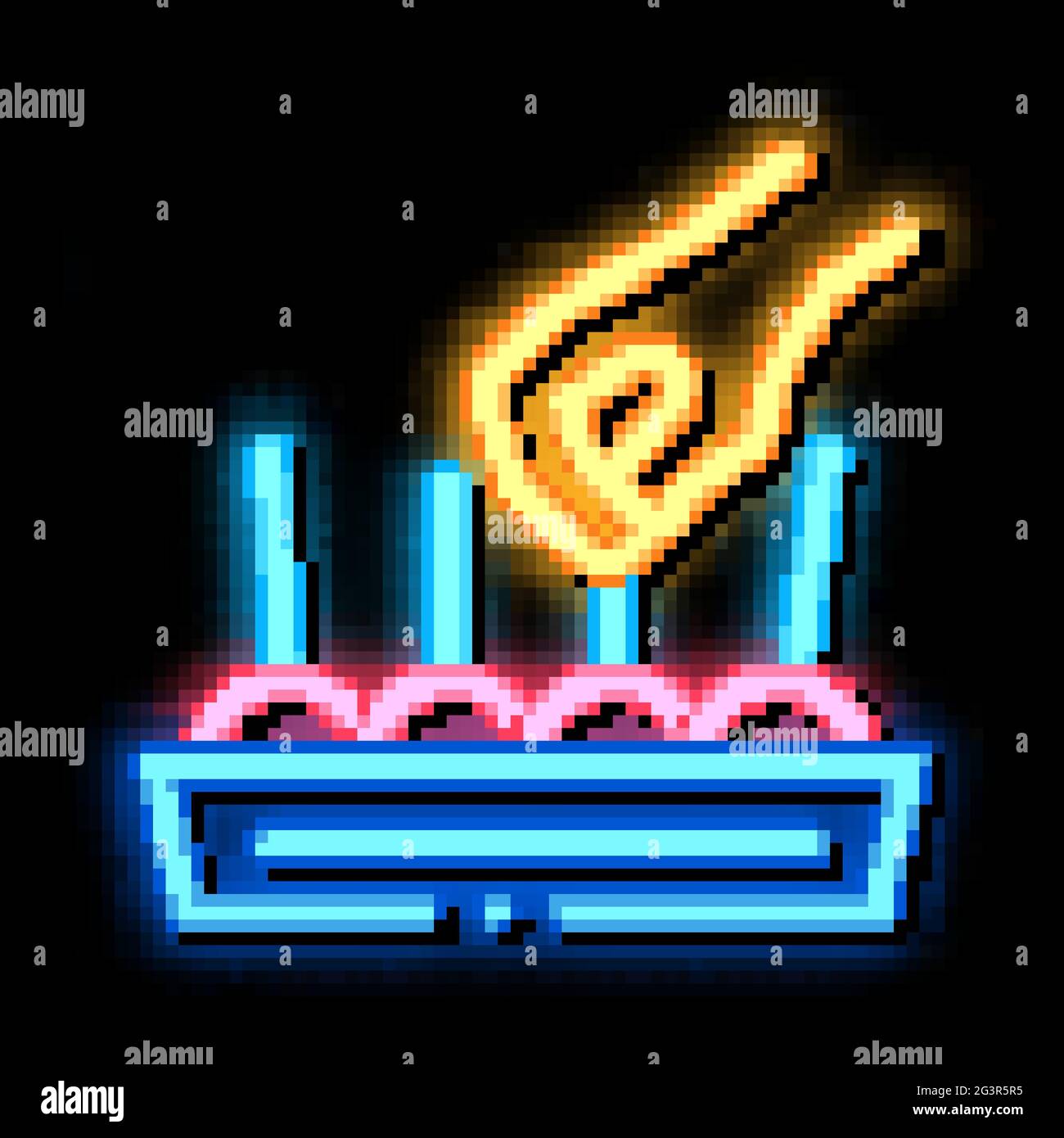 hand take food neon glow icon illustration Stock Vector Image & Art - Alamy