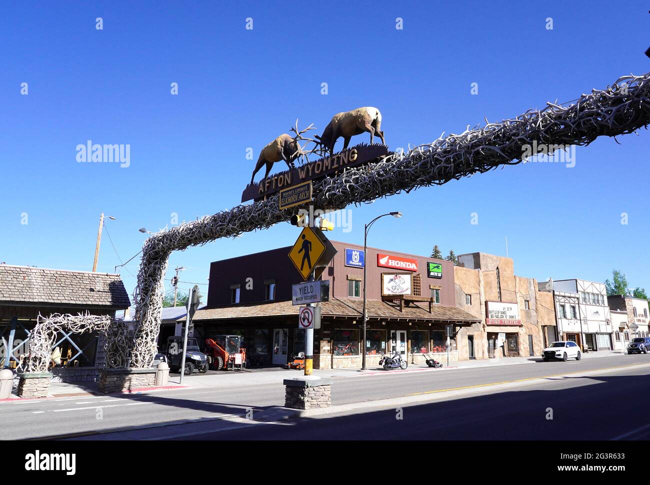 Worlds Largest Elk Horn Arch, Roadside Attraction in Afton, Wyoming, June 8, 2021. Photo by