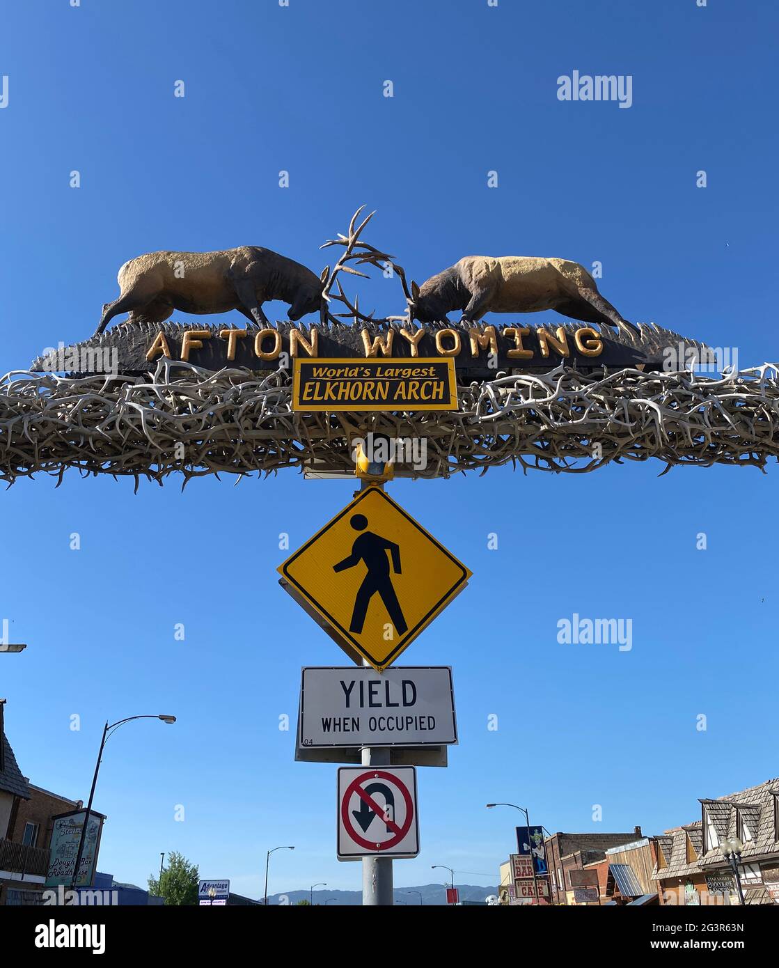 Worlds Largest Elk Horn Arch, Roadside Attraction in Afton, Wyoming, June 8, 2021. Photo by
