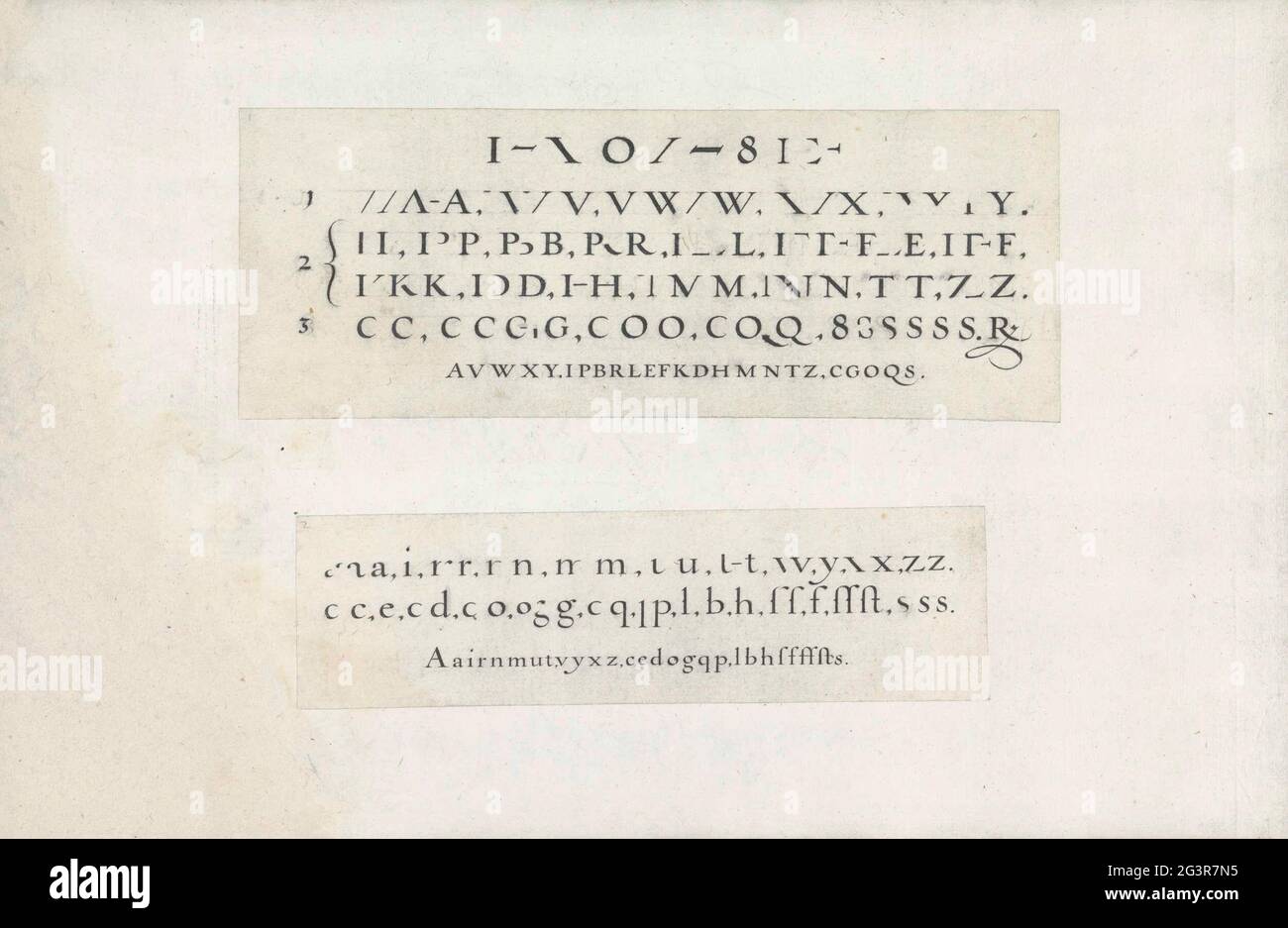 Two Designs Of Writing Examples The Roman Square And Round Letter Spieghel Der Wristin Two Performances On An Album Magazine This Is Two Calligraphic Drawings Above Six Lines Of Capitals From The