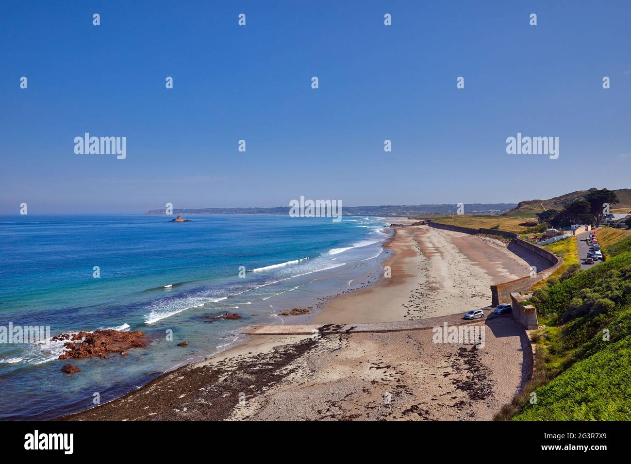 Image of St Ouens Bay from La Pulente end of the bay, Jersey CI Stock Photo