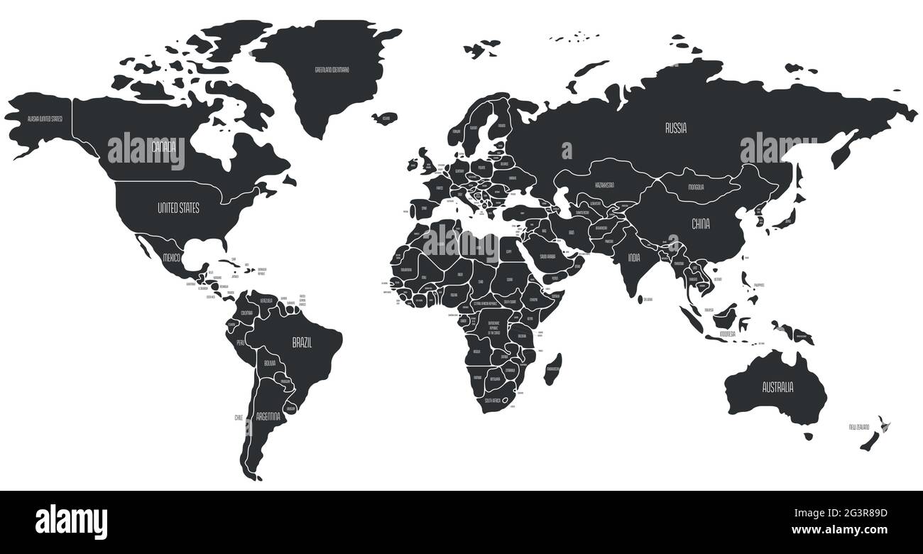 Simplified smooth border World map Stock Vector
