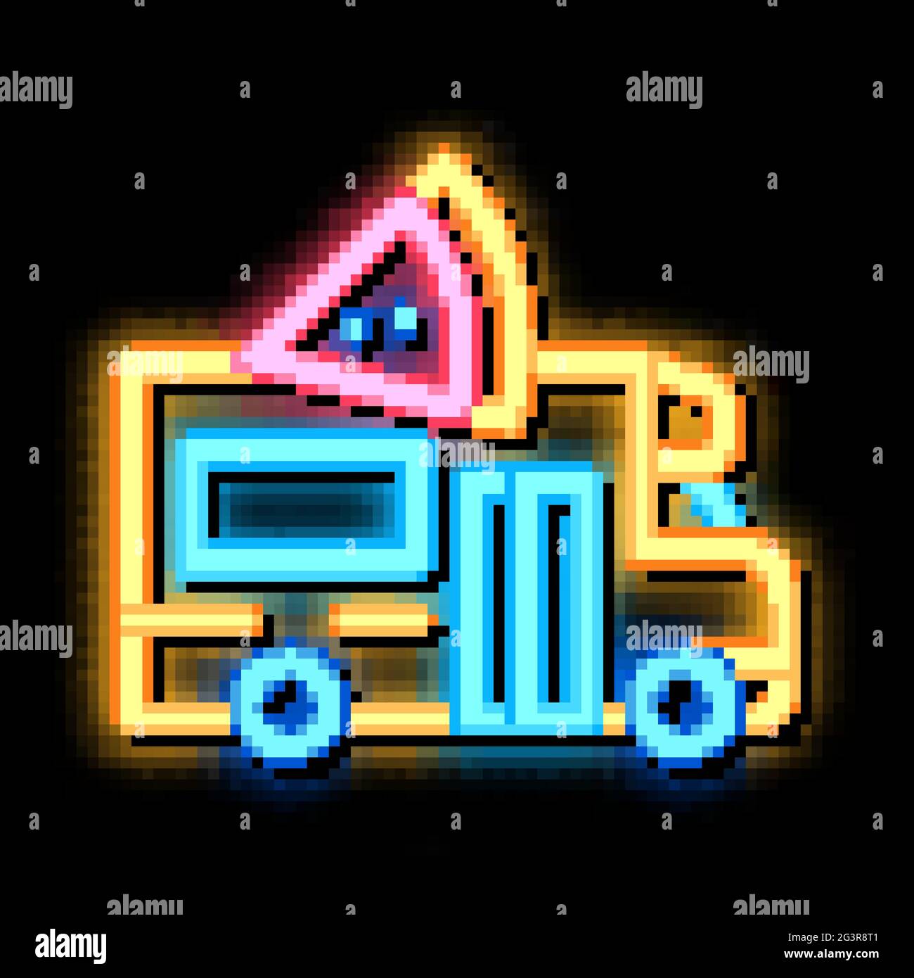 pizza street food van neon glow icon illustration Stock Vector Image ...