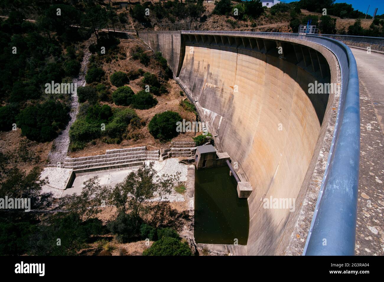 A view of the dam at Barragem da bravura in The Algarve, Portugal Stock Photo
