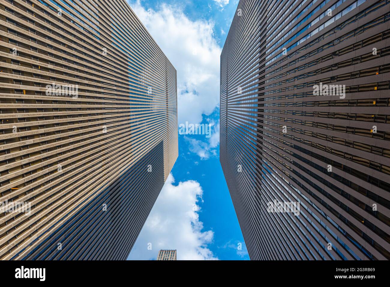 New York City financial district, skyscrapers, view up Stock Photo