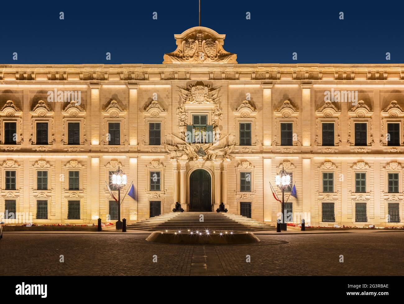 Malta Valletta Government Building, Auberge de Castille, Poltics, Leadership, Primeminister Stock Photo