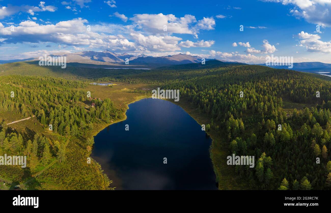 Aerial drone view of the lake of Kidelyu Stock Photo