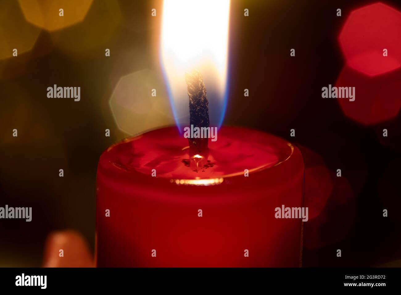 Christmas, Christmas candle, first advent, candle lit, soft bokeh, candlelight, close up, flame Stock Photo