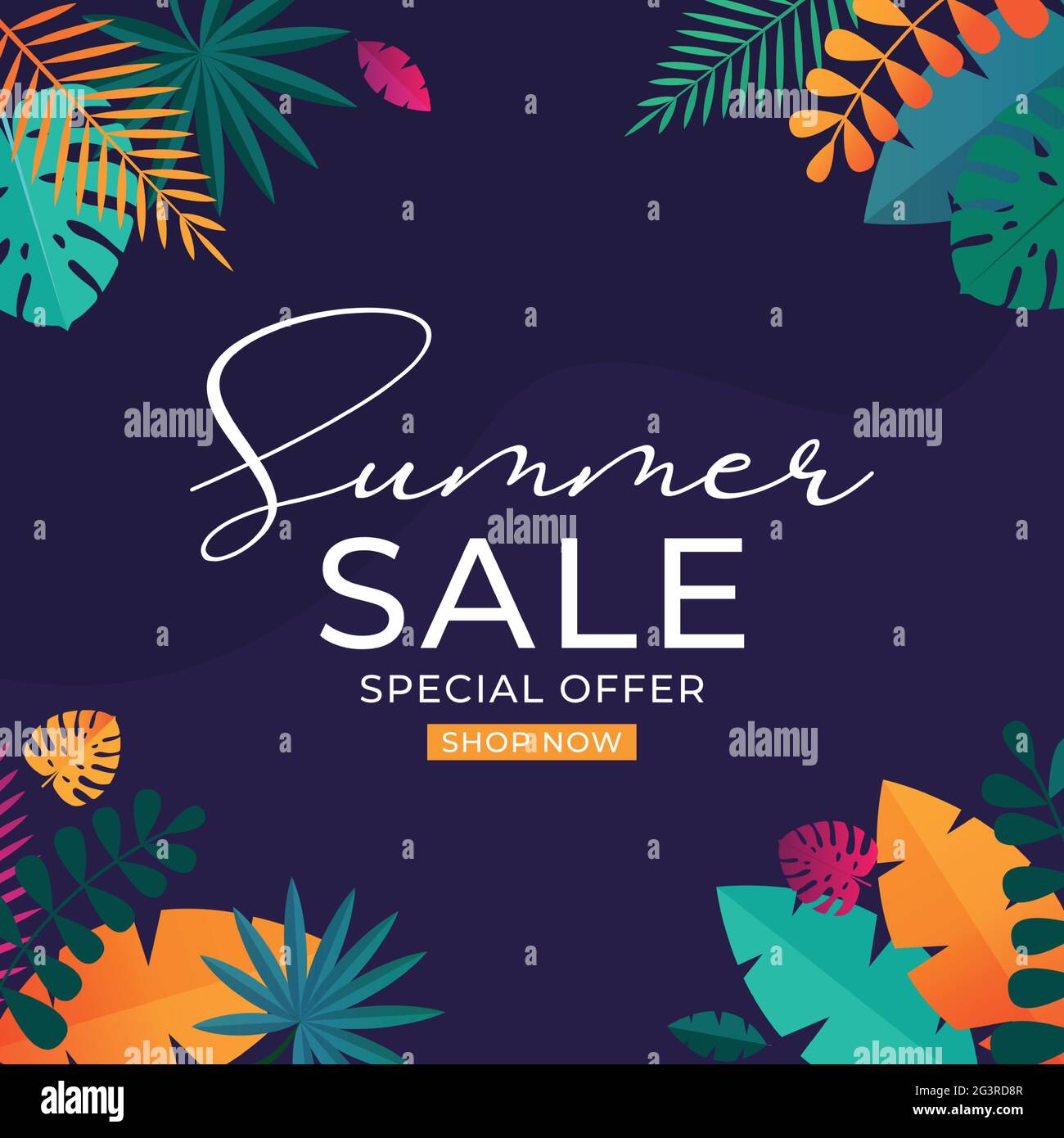 Summer sale background with tropical leaves. Vector Illustration EPS10 ...
