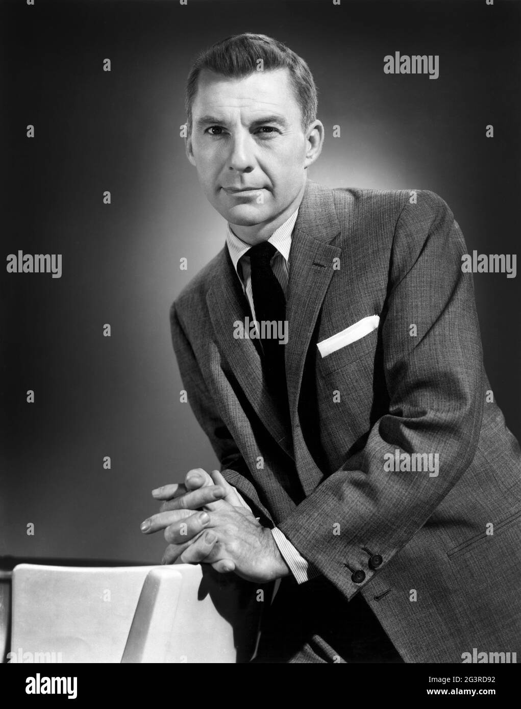 American Actor David Wayne, Half-Length Publicity Portrait, Loew's Inc., 1955 Stock Photo
