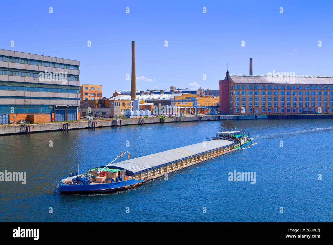 Berlin Spree River Transportition, Destrict of Schoeneweide, old Industry Stock Photo