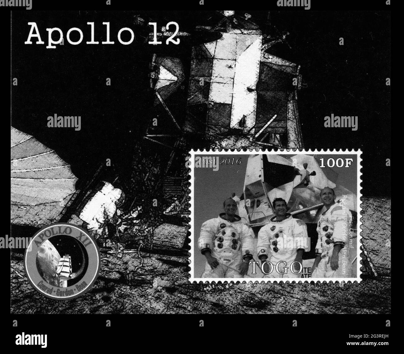 Stamp print in Togo, 2016,space,Apollo 12 Stock Photo