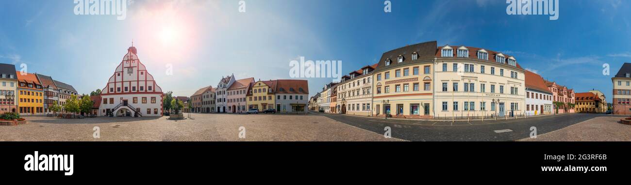 Germany Saxonia typical small Town - Grimma Marketplace - Panorama typical architecture Stock Photo