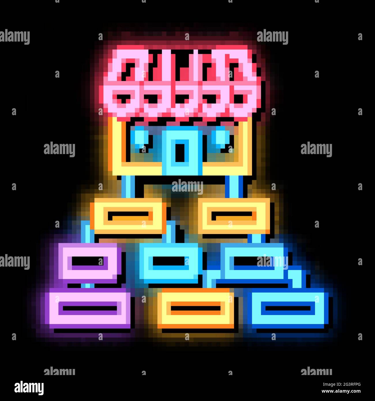 business hierarchy chart neon glow icon illustration Stock Vector Image ...