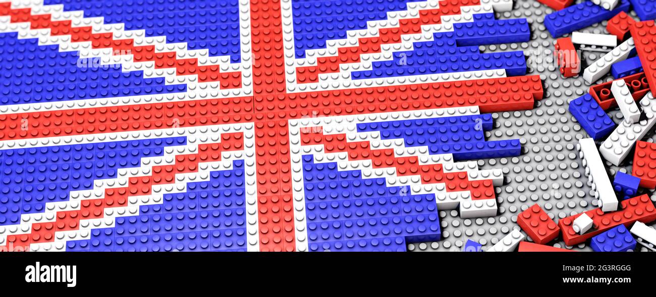 Clamp bricks assembled as a Union Jack Stock Photo