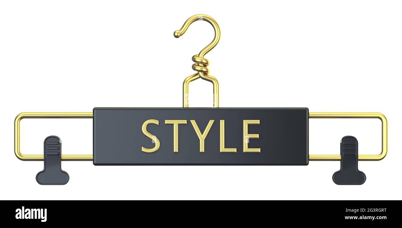 Black cloth hanger with STYLE text 3D Stock Photo Alamy