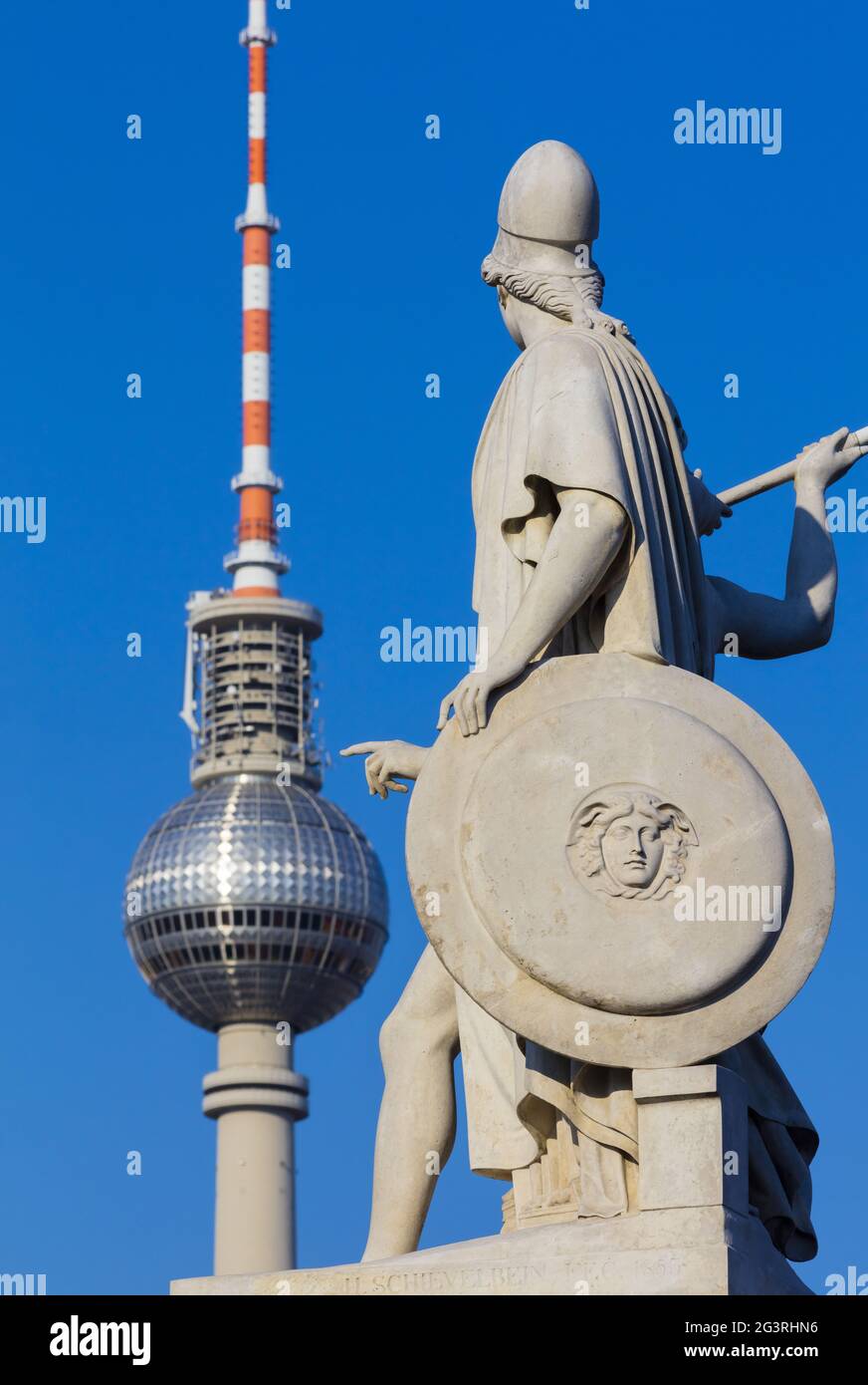 Berlin monument preservation, castle bridge - restoration, craftsmanship, arts & culture, tv tower Stock Photo