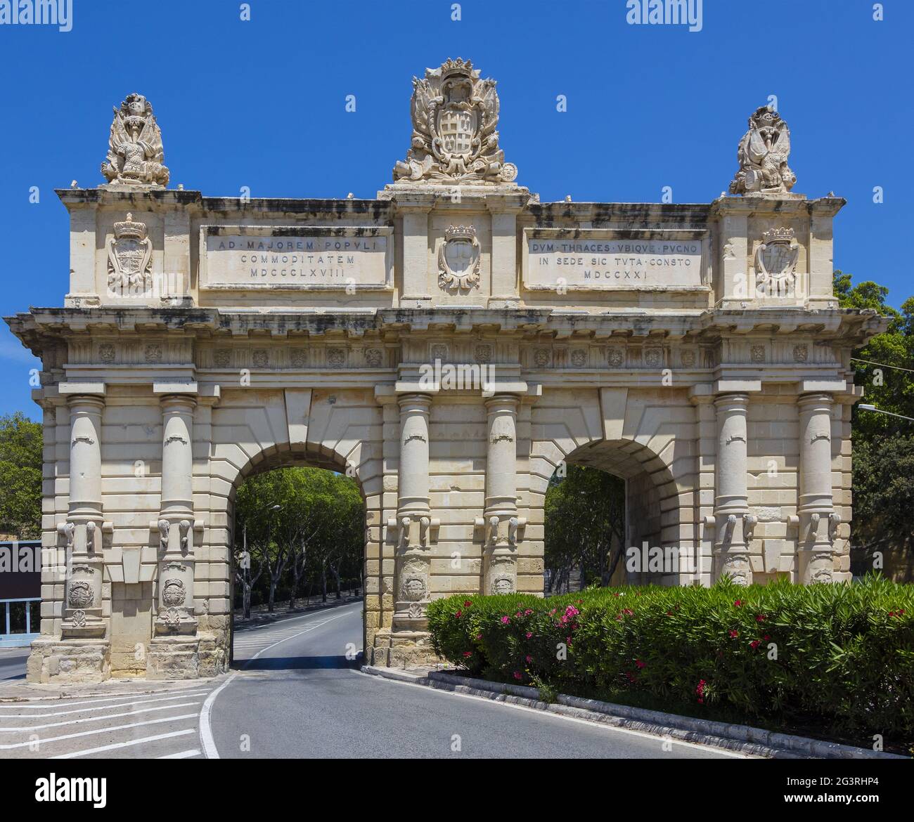Malta Valetta Floriana Gate Porte des Bombes, Porta dei Cannoni Stock Photo