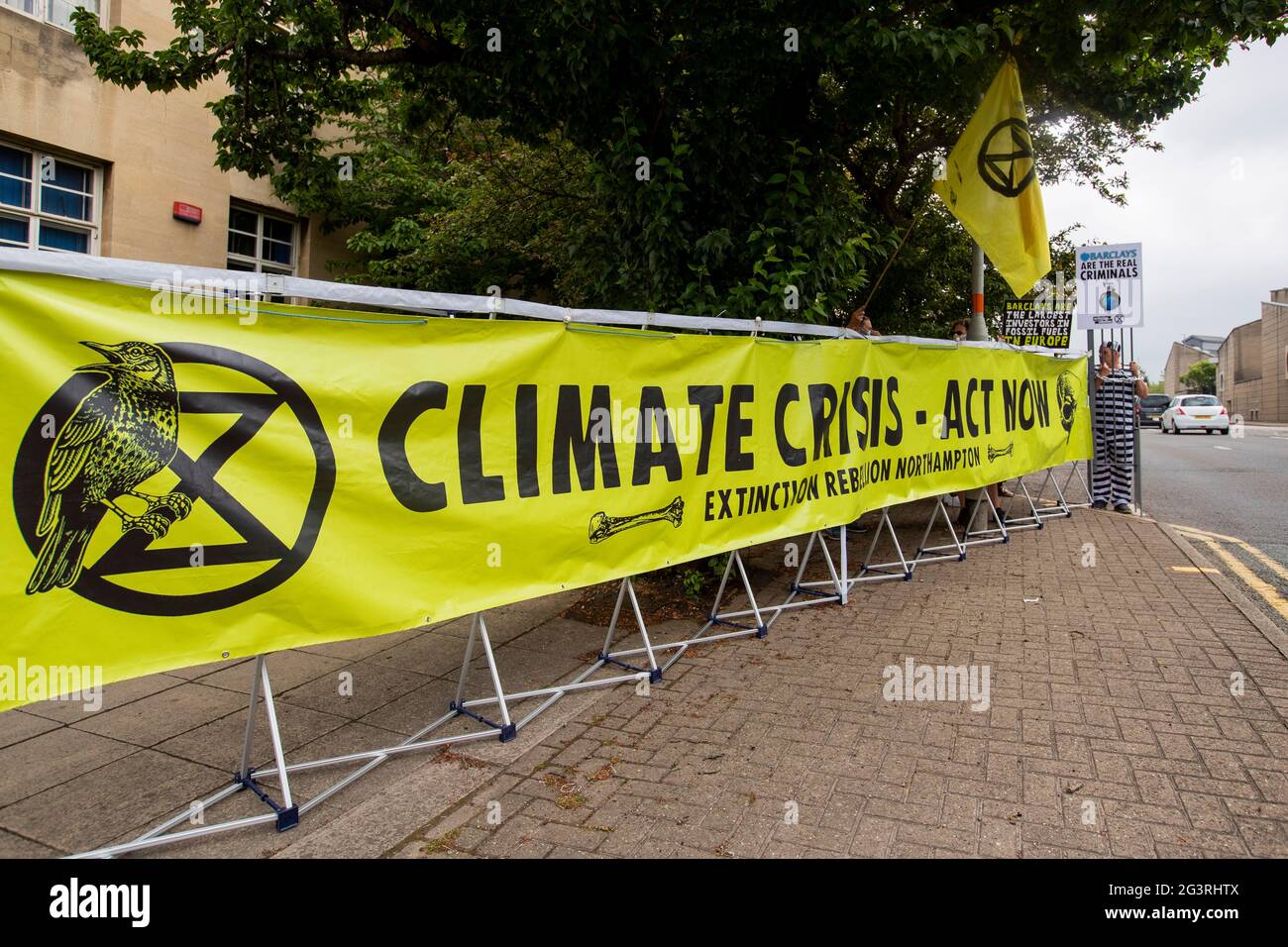 Northampton Uk 17th June 21 Northampton England June 17th Extinction Rebellion Protestors Demonstrate Outside Of Northampton Magistrates Court In Support Of The Three Protestors Arrested For Breaking Into Barclays In London Back Northampton Uk 17th June 21 Northampton England June 17th Extinction Rebellion Protestors Demonstrate Outside Of Northampton Magistrates Court In Support Of The Three Protestors Arrested For Breaking Into Barclays In London Back