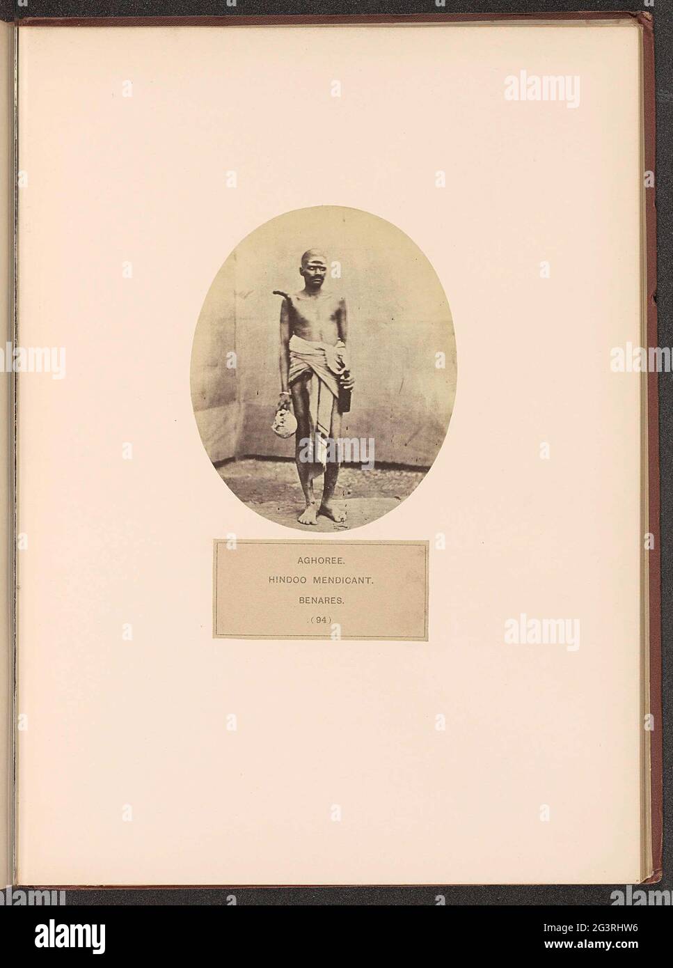 Portrait of an unknown aghori man from Benares; Aghoree. Hindoo Mendicant. Benares. . Stock Photo