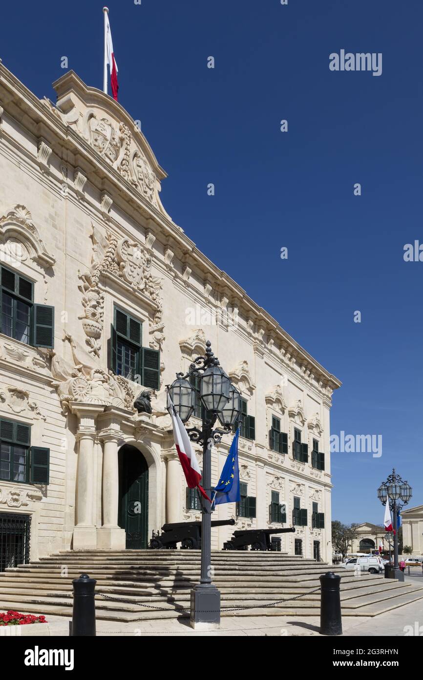 Malta, Valetta, Auberge de Castille - Government Building, House of Prime Minister, Malta politics Stock Photo