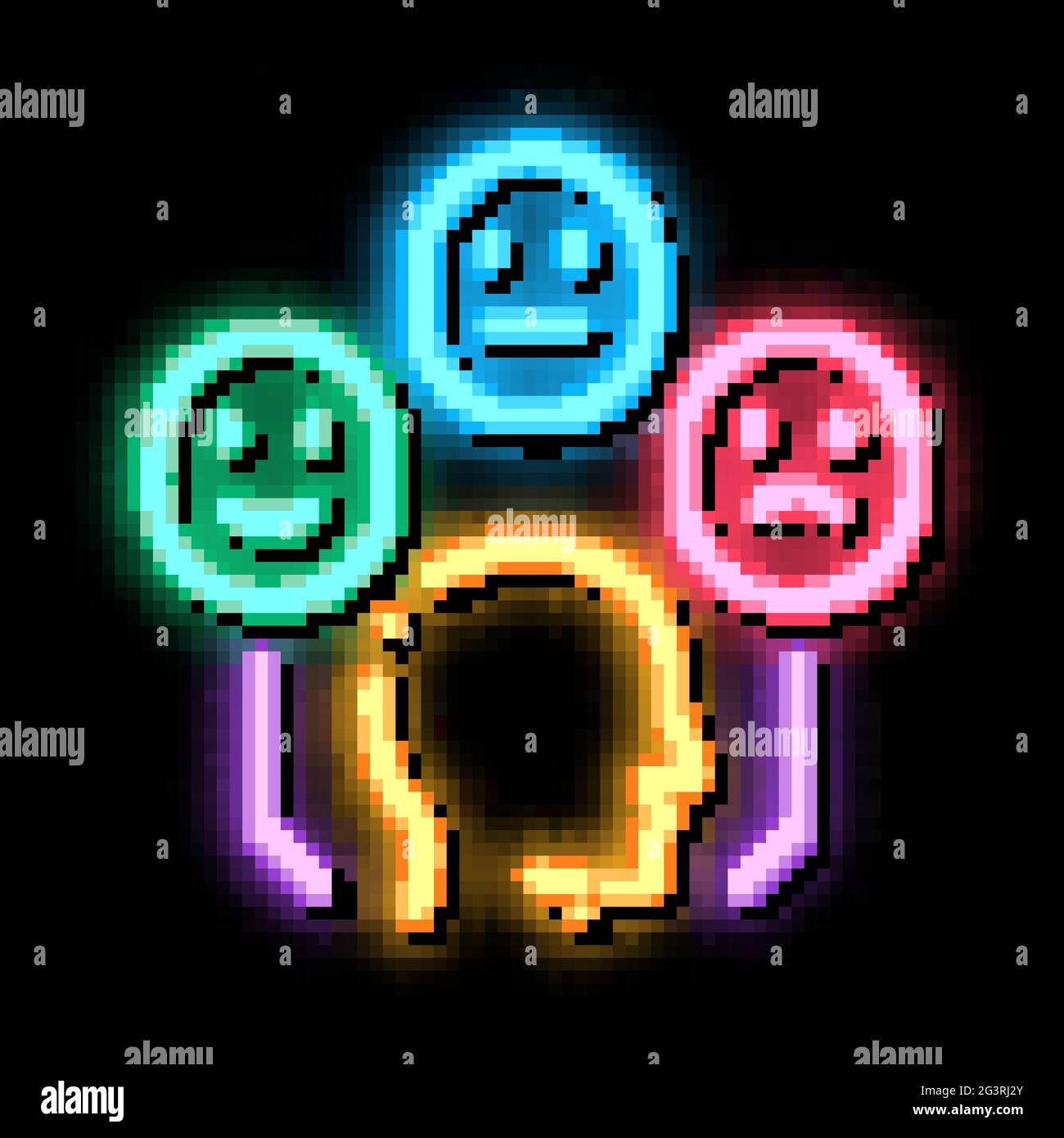 positive neutral negative human feedback neon glow icon illustration ...