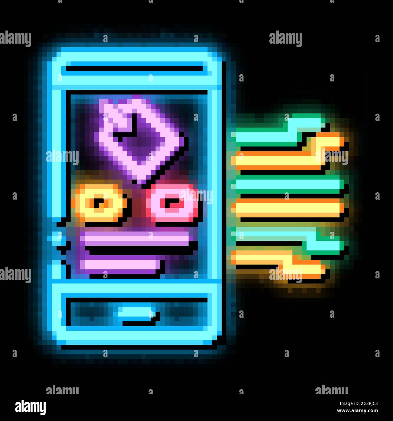 neuromarketing smartphone label app neon glow icon illustration Stock ...