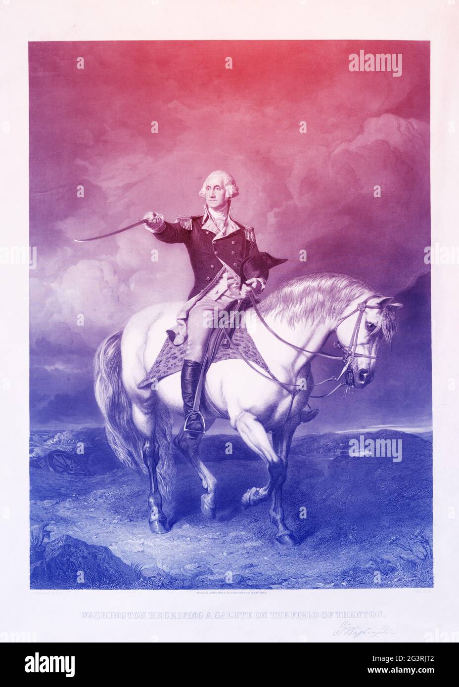 George Washington (1732-1799) engraved illustration. He was the Founding Father of USA and the first president. In American Revolutionary War Stock Photo